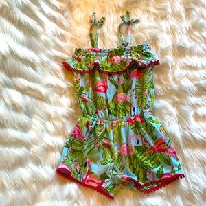 Flamingo Fiesta Ruffle Top Romper